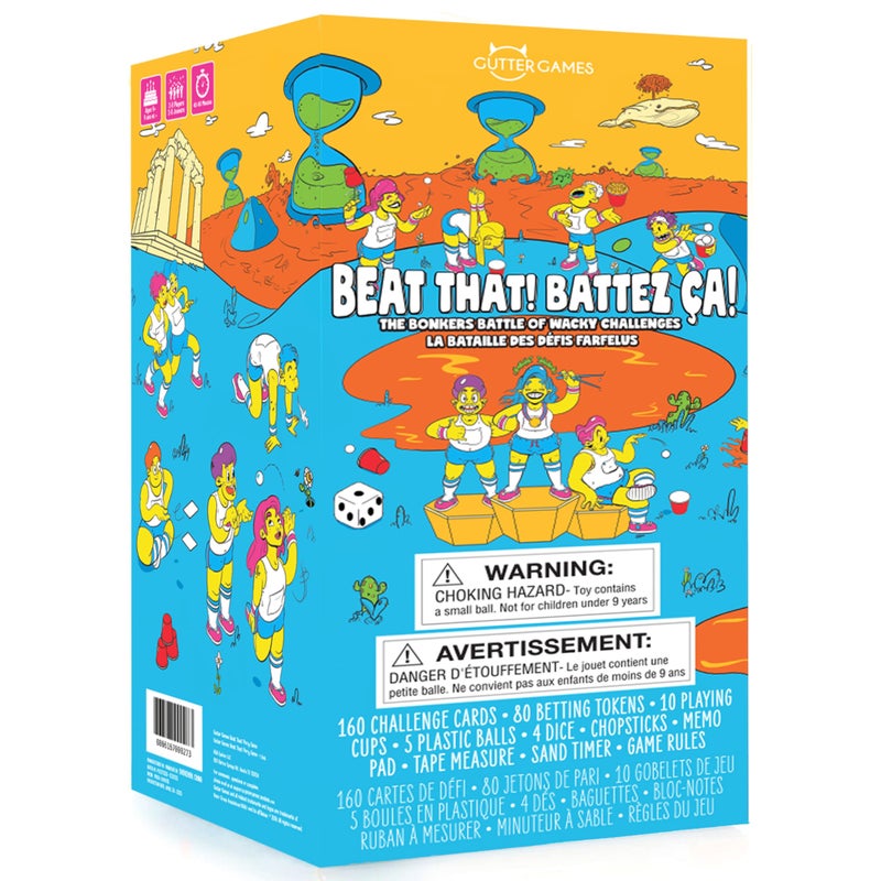 Gutter Games Beat That! Family Game Night Set - 160 Wacky Skill Challenges - Fun Party Activities for Kids and Adults - Interactive Group Game for Birthdays, Holidays, and Gatherings - Image 1